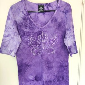 Sledge purple tie-dye bedazzled t-shirt sz XL